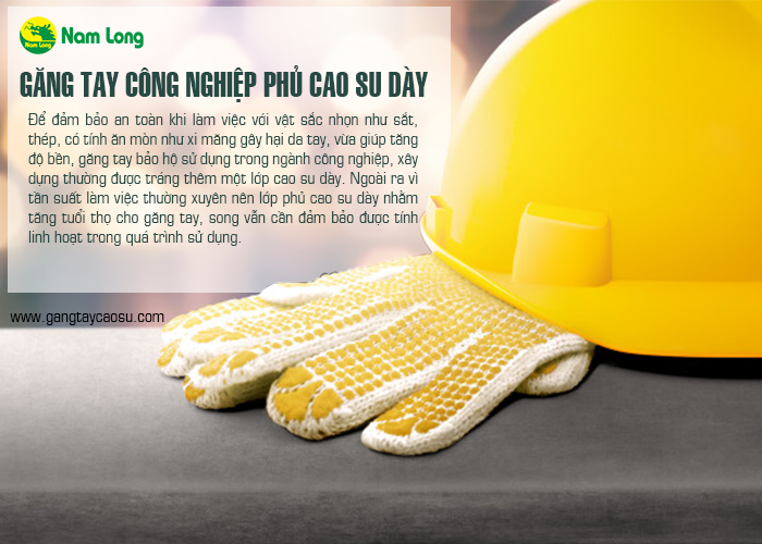 Găng tay công nghiệp loại phủ cao su dày