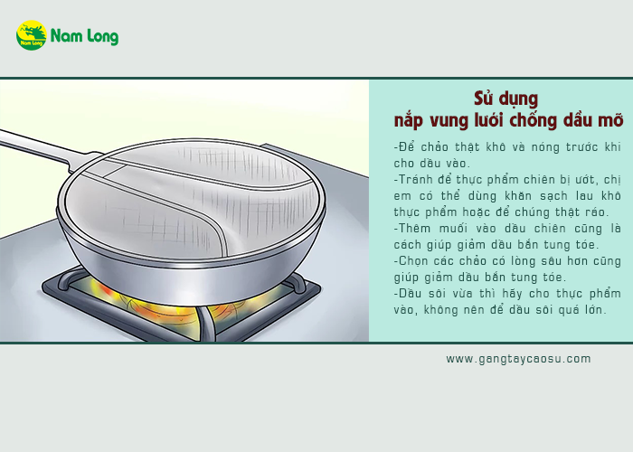 Sử dụng nắp vung lưới chống dầu mỡ