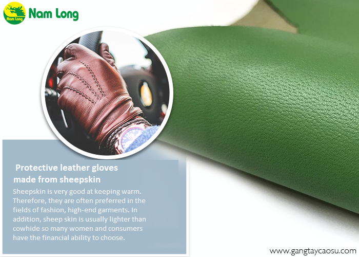 Protective leather gloves made from sheepskin