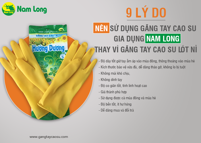 9 lý do bạn nên chọn găng tay cao su Nam Long thay cho găng tay cao su lót nỉ